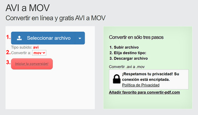 Cómo convertir AVI archivos en línea a MOV