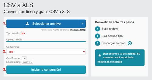 Cómo convertir CSV archivos en línea a XLS