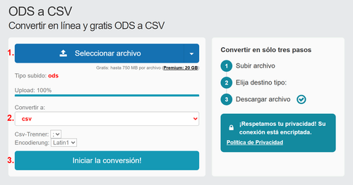 Cómo convertir ODS archivos en línea a CSV
