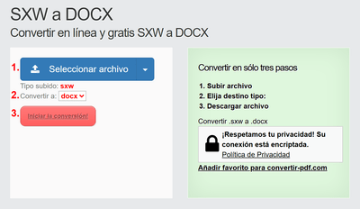 Cómo convertir SXW archivos en línea a DOCX