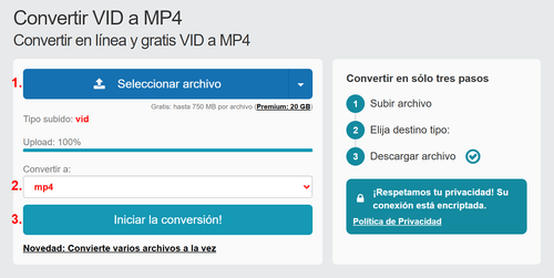 Cómo convertir VID archivos en línea a MP4