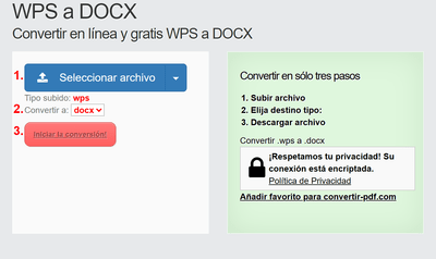 Cómo convertir WPS archivos en línea a DOCX